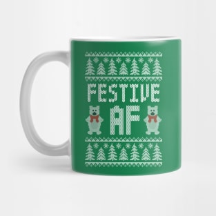 Festive AF - Funny Ugly Christmas Sweater - Polar Bears Mug